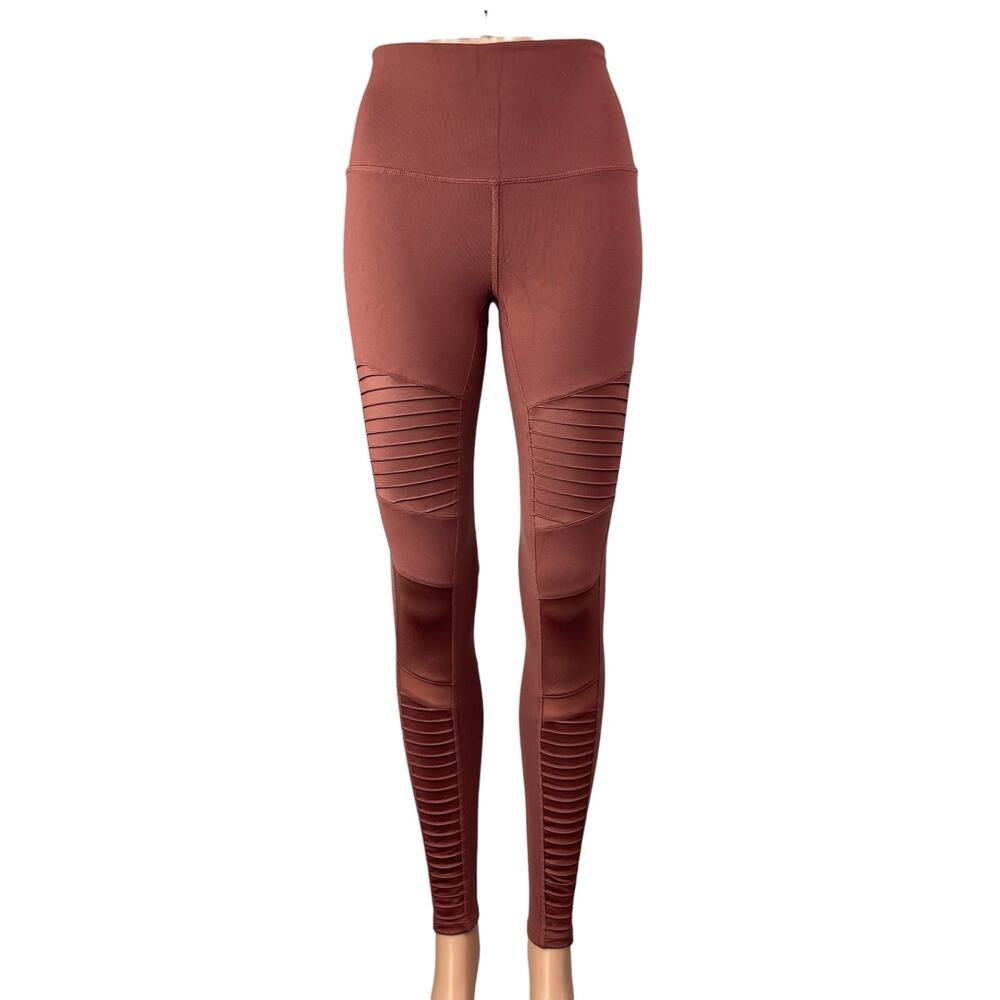 Alo Yoga Women's Pink Brown High Waist Activewear Yoga Moto Leggings Pants Sz S